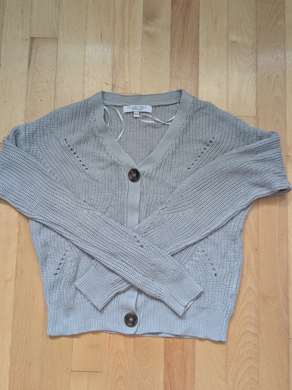 Light Gray Knit Button-Front Sweater